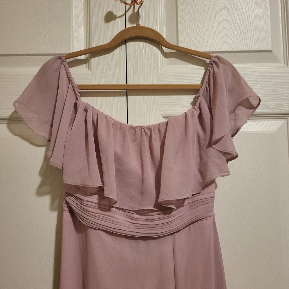 Off-Shoulder Thigh Slit Ruched Formal Dress - Picture 4 of 6